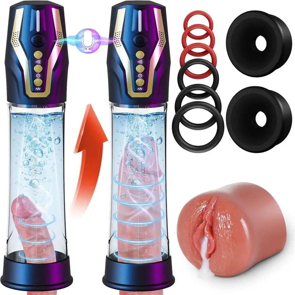 Intelligent Voice Control Penis Vacuum Pump with 4 Training Pressure & 4 Suction Modes