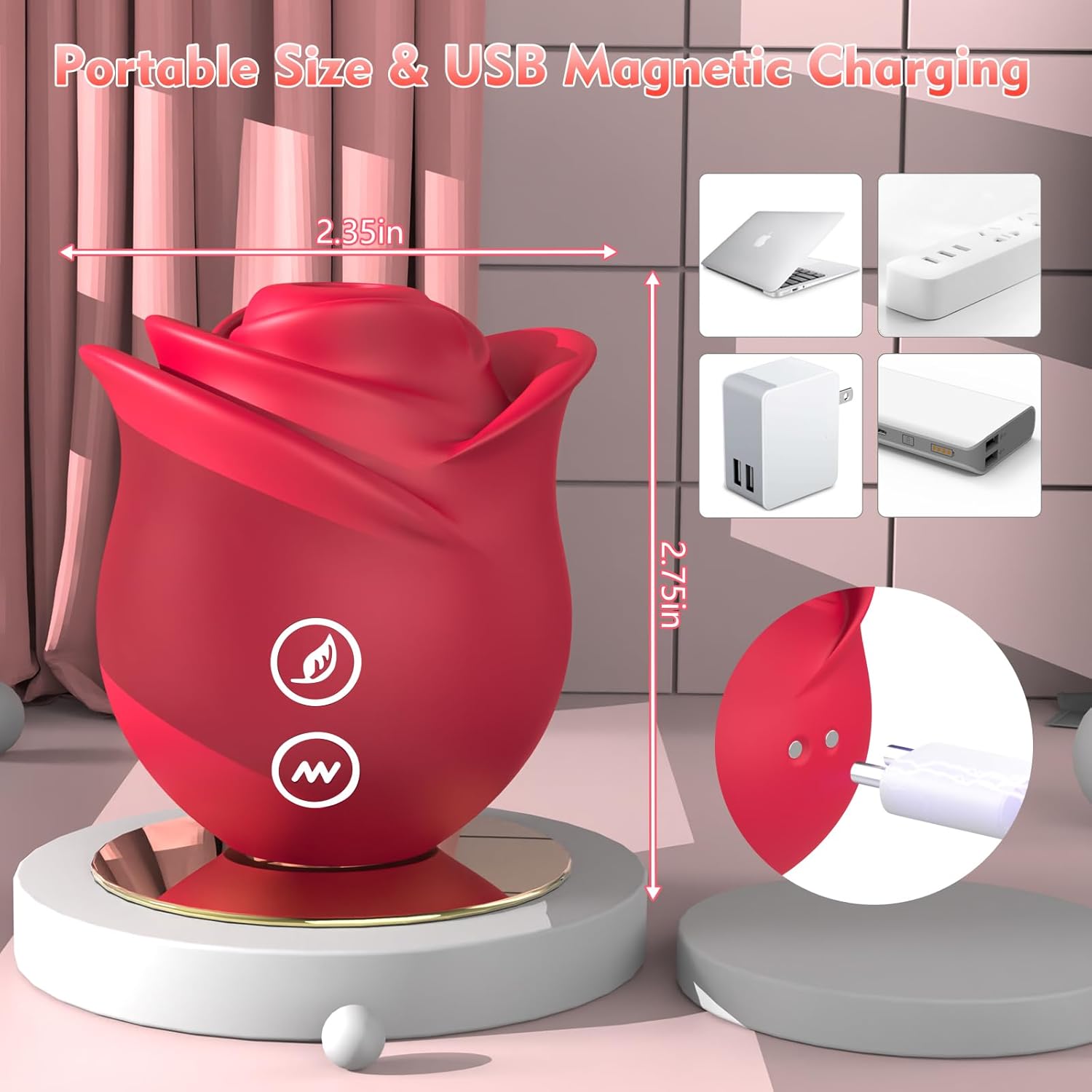 Venus Glow Rose Clitoral Suction Stimulator with App Remote Control