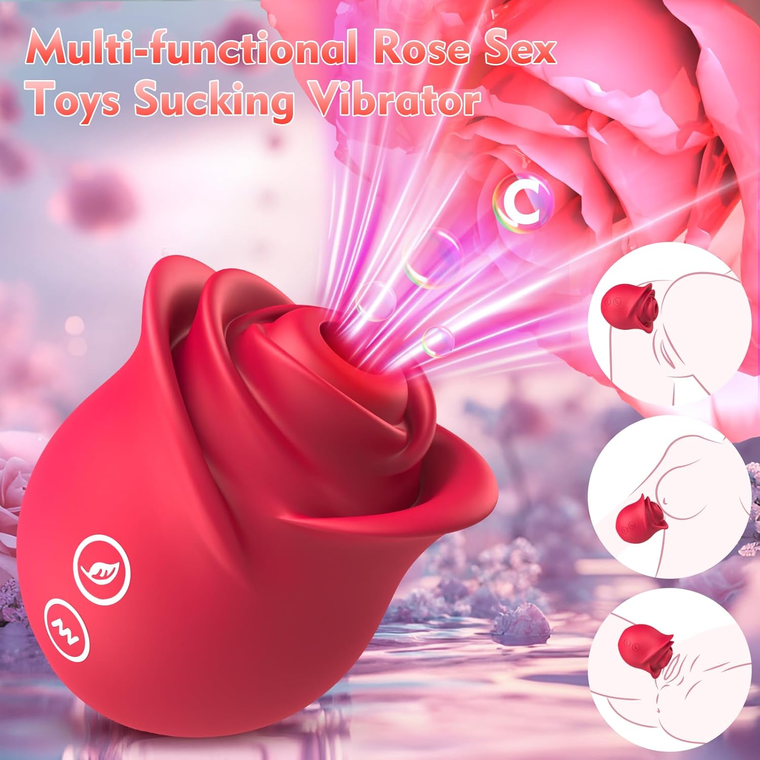 Venus Glow Rose Clitoral Suction Stimulator with App Remote Control