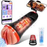 Pocket Pussy Stroker with App Sync, Suction & Vibration, and Phone Holder
