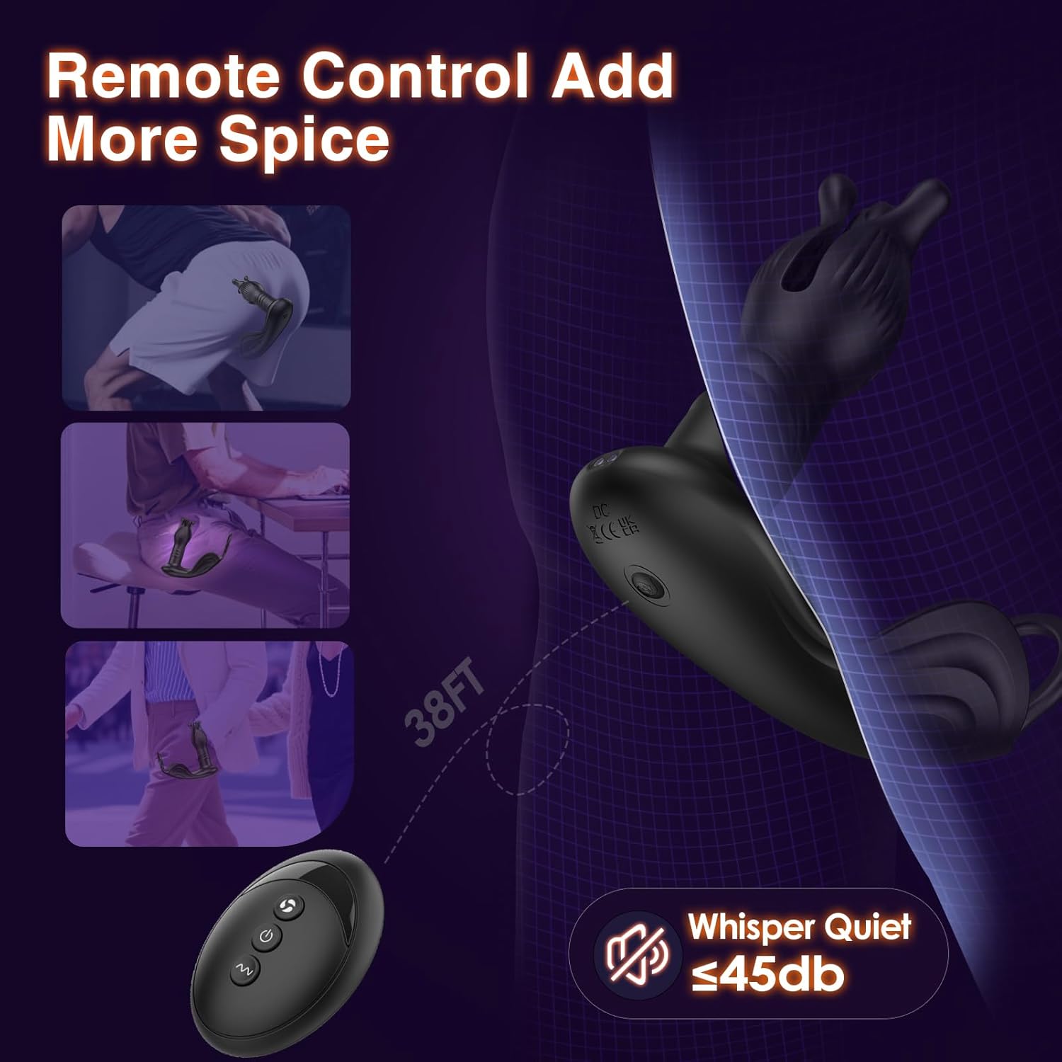 Anal Trainer, Prostate & Cock Ring with 9 Tension Shock Flapping Thrusting Vibrating