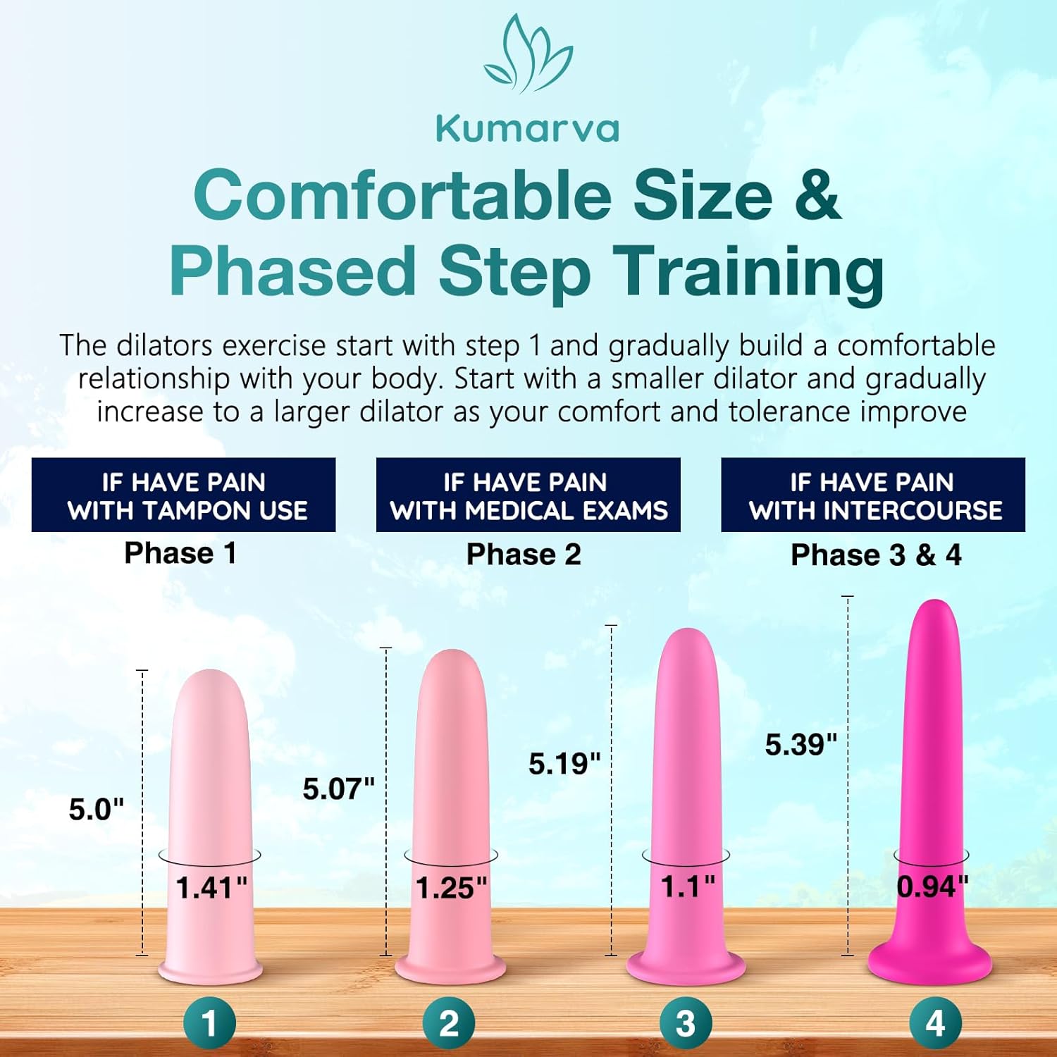 Silicone Pelvic Floor Dilator - 4pcs Set