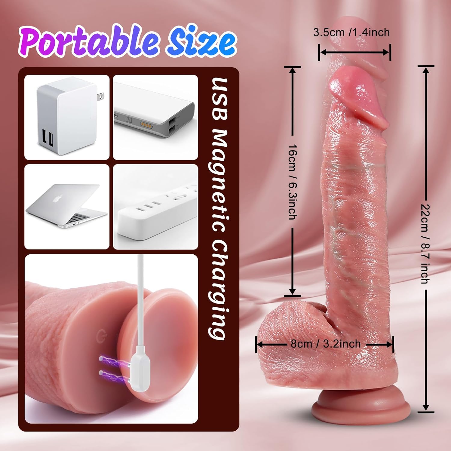 Power Pounder 8.7" Realistic Thrusting G Spot Vibrator – Heating, Multiple Modes & Suction Base (<50 dB)