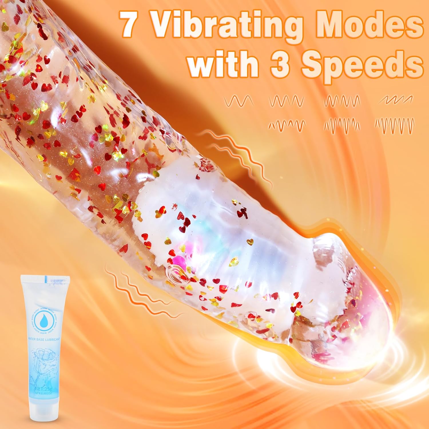 8.9'' Colorful Luminous Glow Confetti Dildo with 7 Vibrating Modes & Remote