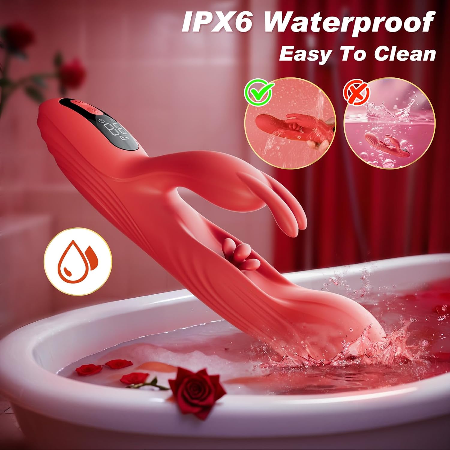 Triple Stimulation LED Screen Display 9 Vibrations & 9 Tapping Rabbit Vibrator