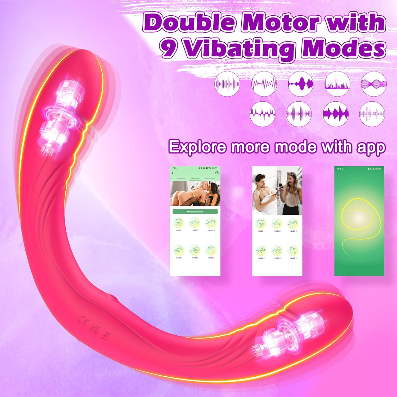 Double O Heaven 10 Function Vibrating Silicone Double Penetration Dildo (13.5in)