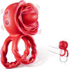 Penis Ring Tongue Vibrator with 10 Licking & 10 Vibrating Modes