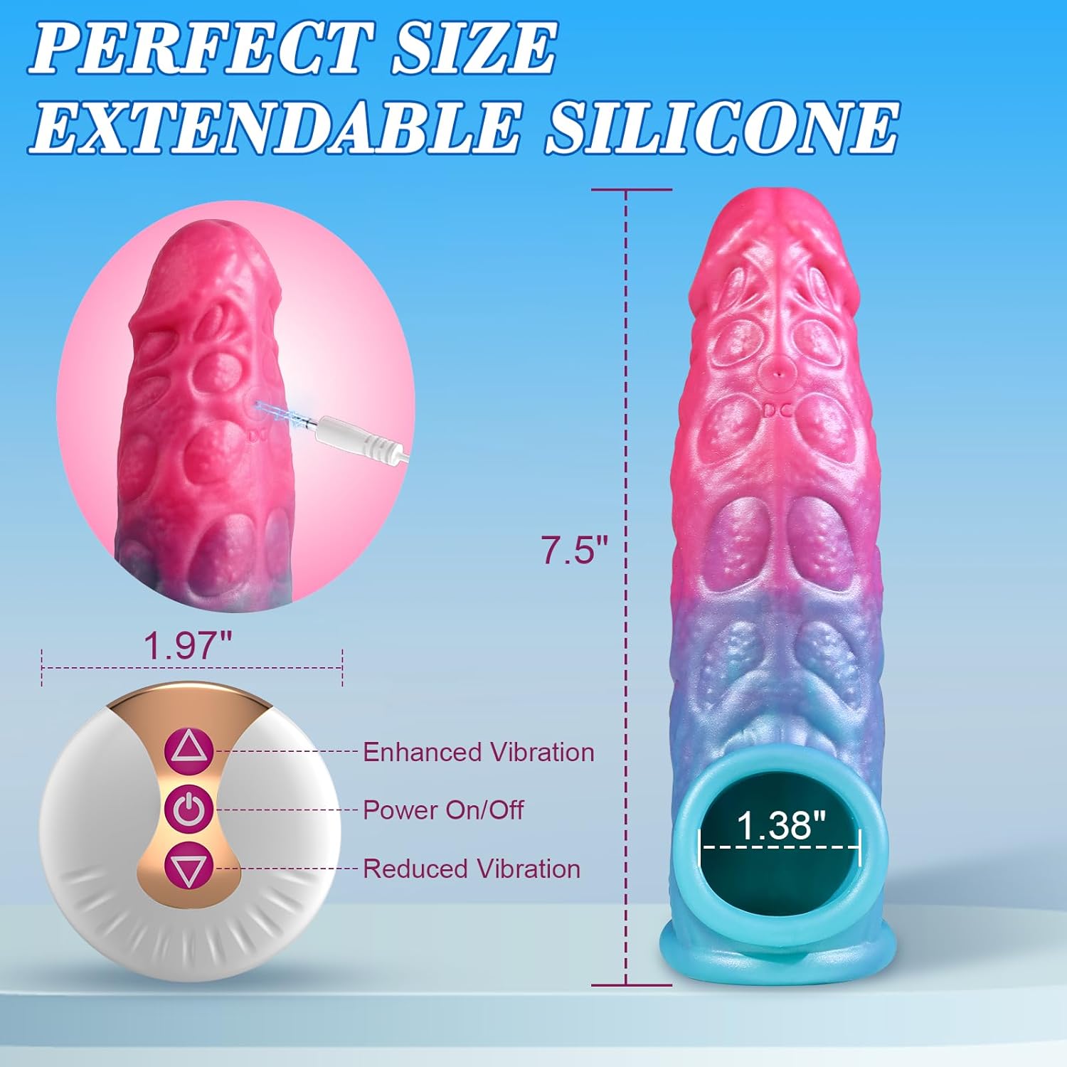 Octopus Tentacle Vibrating Penis Sleeve with Ball Stretcher — Adds 2.4" Length and 35% Girth