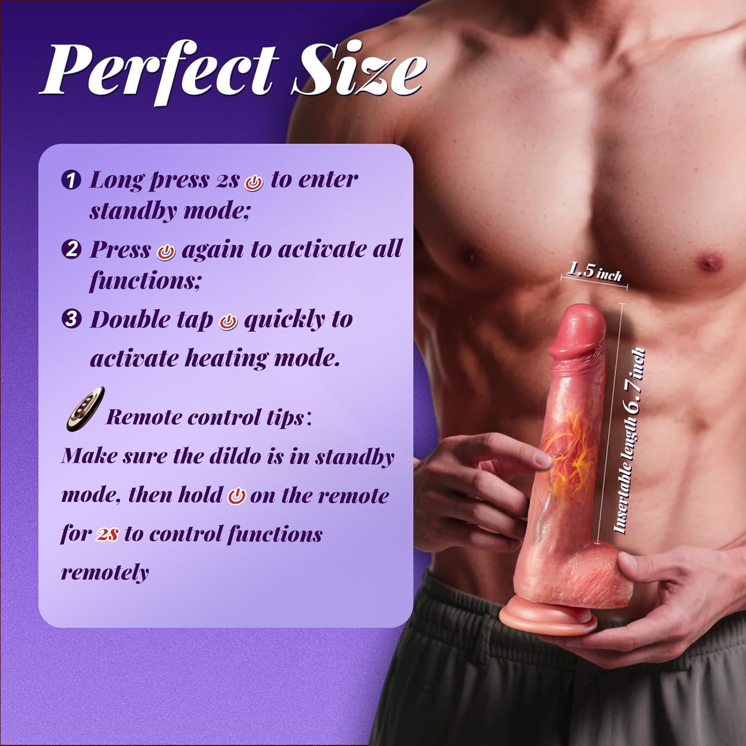 Realistic Safety Soft Silicone Dildo with 10 Thrusting & 10 Vibrating Modes