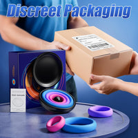 3 Pcs Different Sizes Multi-Coloured Silicone Penis Ring with Storage Box