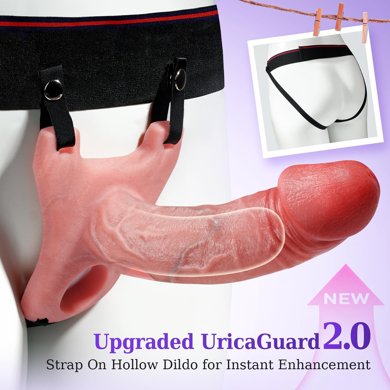 5-in-1 Strap on Hollow Dildo Penis Sleeve Male Vibrator Remote Control Multiple Modes