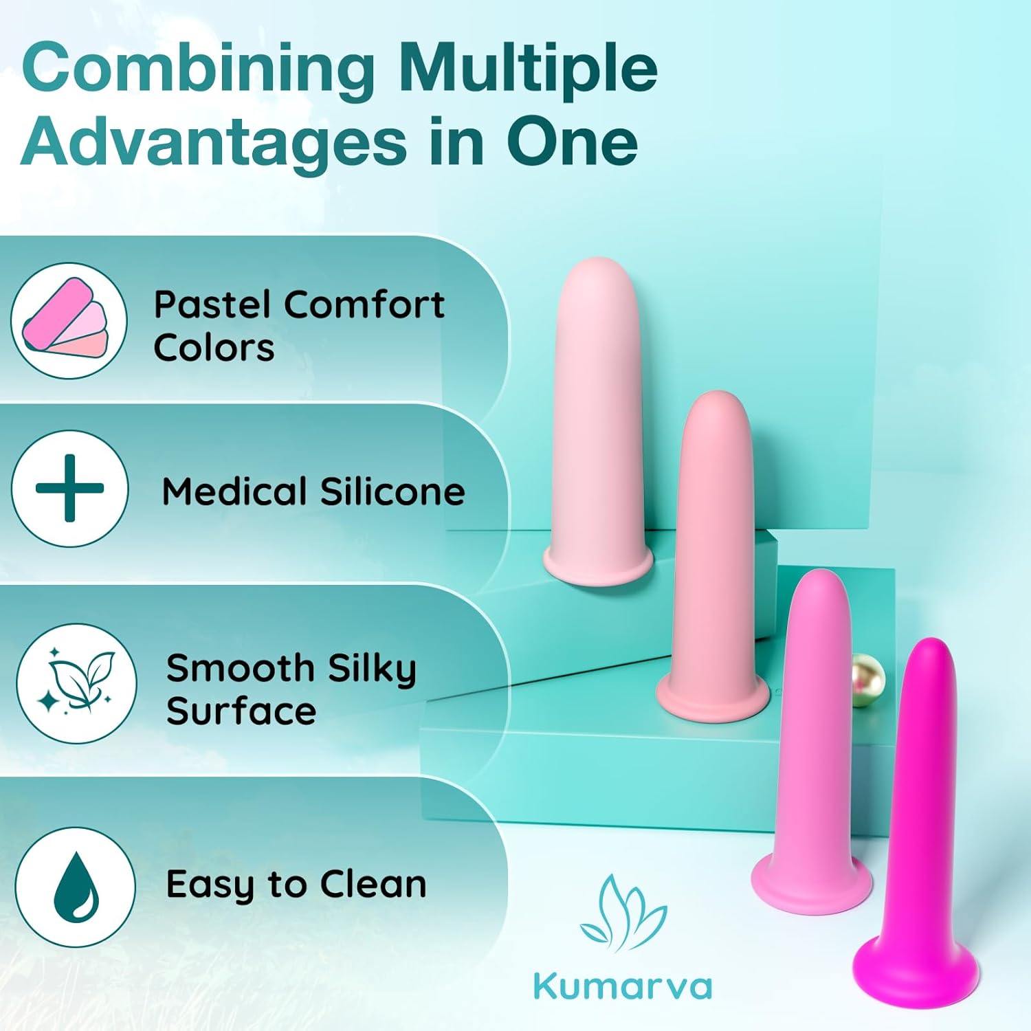 Silicone Pelvic Floor Dilator - 4pcs Set