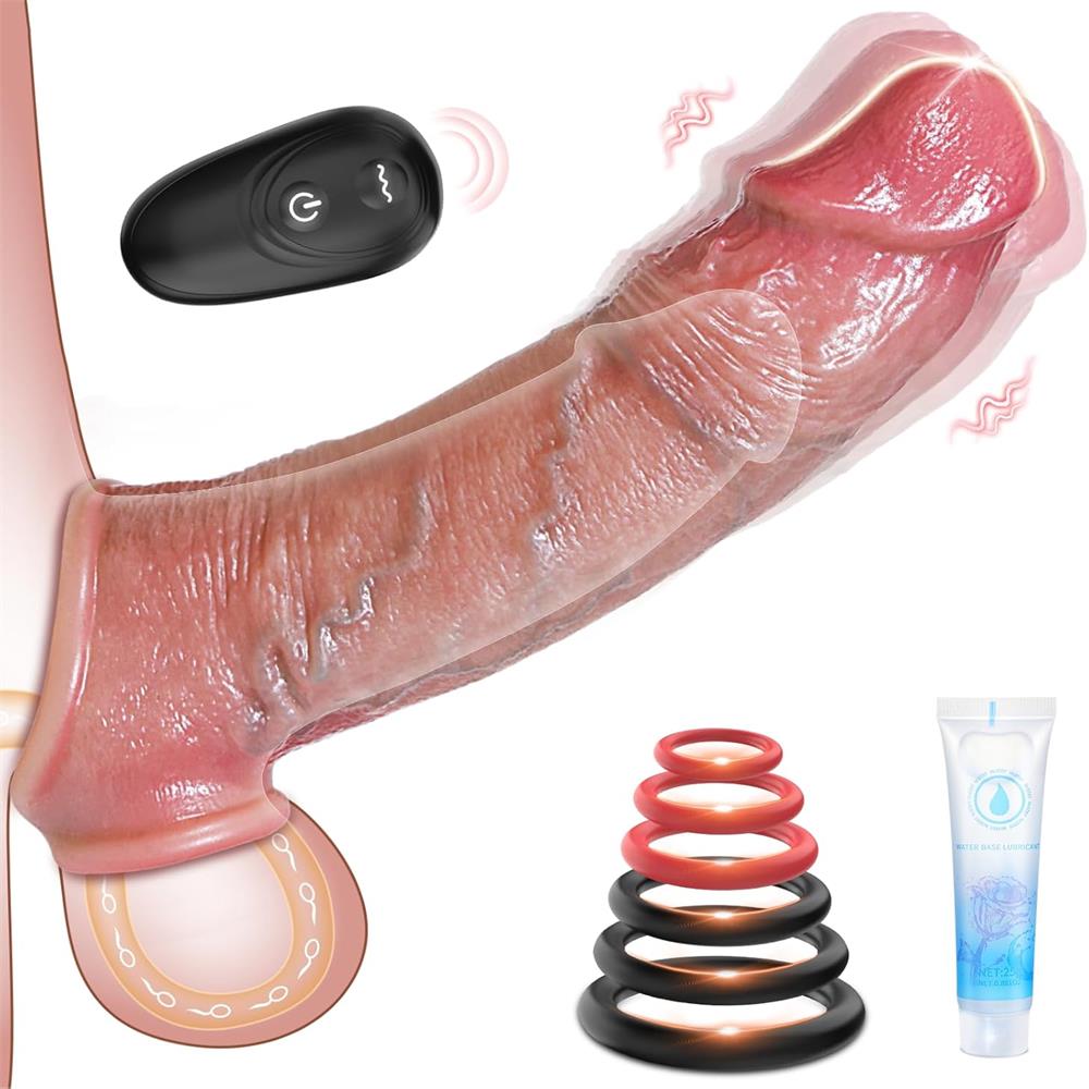 Penis Extender Vibrating Cock Sleeve with 10 Vibrations & Remote Control