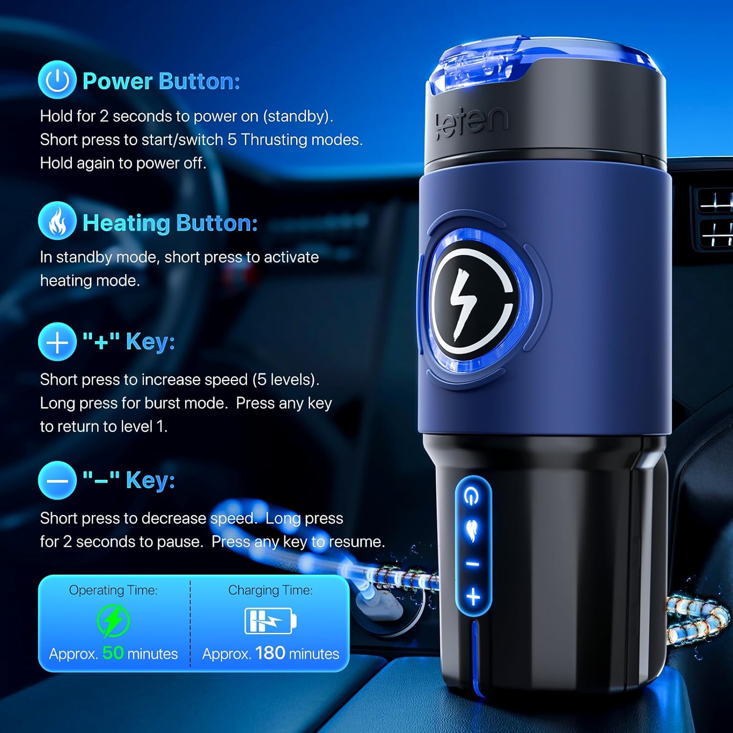 Thrusting Male Masturbator with Heating – 550 Strokes/Min Quiet Brushless Motor & Magnetic Phone Holder