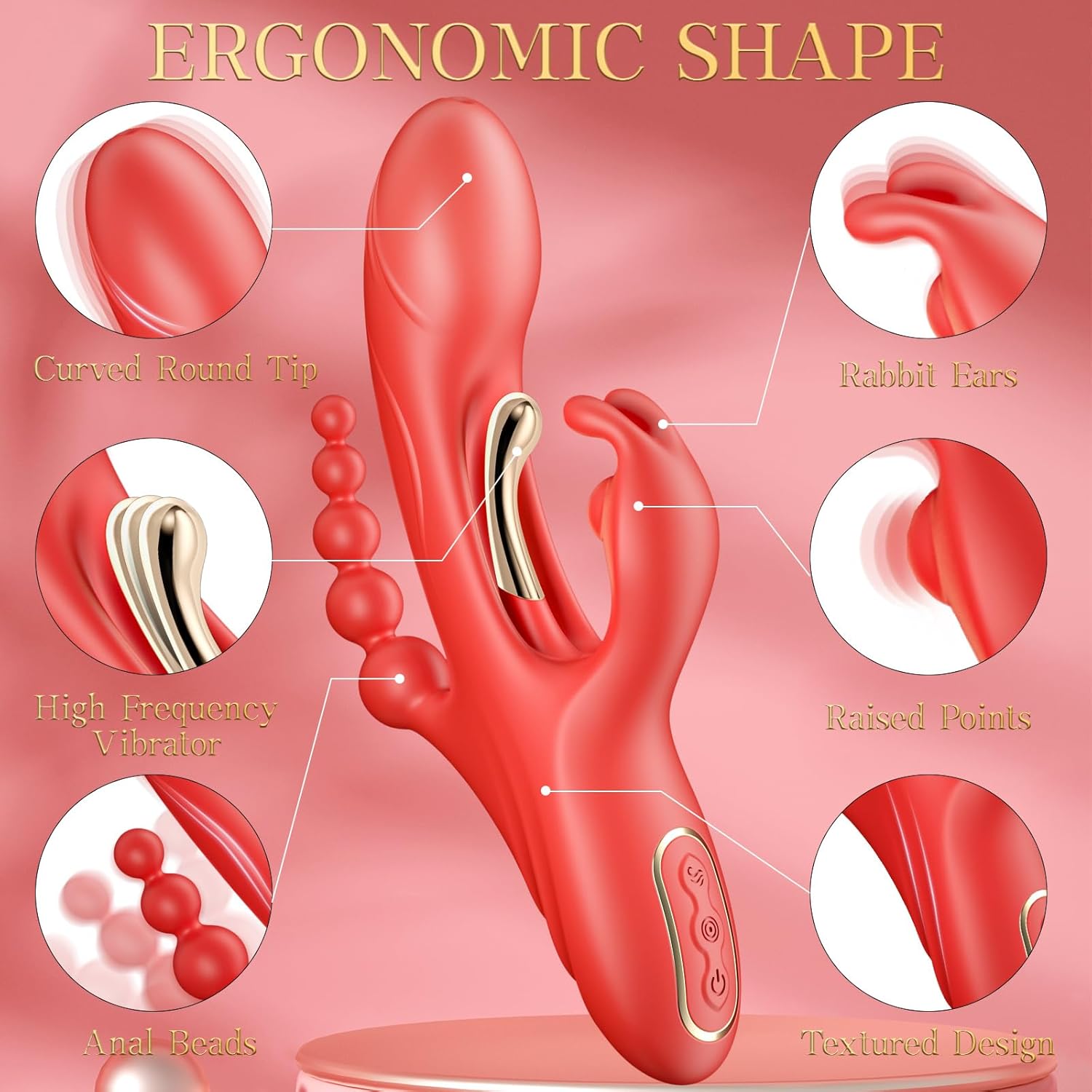 Satisfyer Threesome Rabbit Vibrator Dildo with Anal Beads & Pen Vibrator