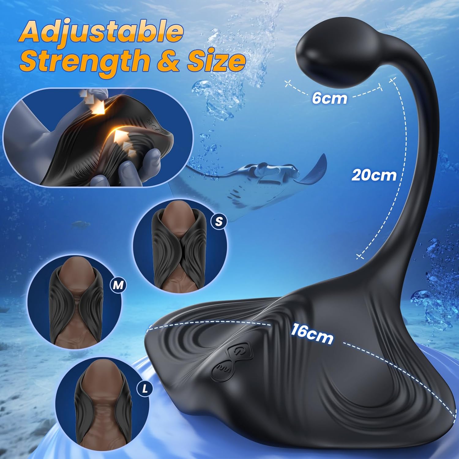 Manta Ray Shaped Design Sitting Vibrator for Penis Wrapped Trainging & Anal Stimulaion