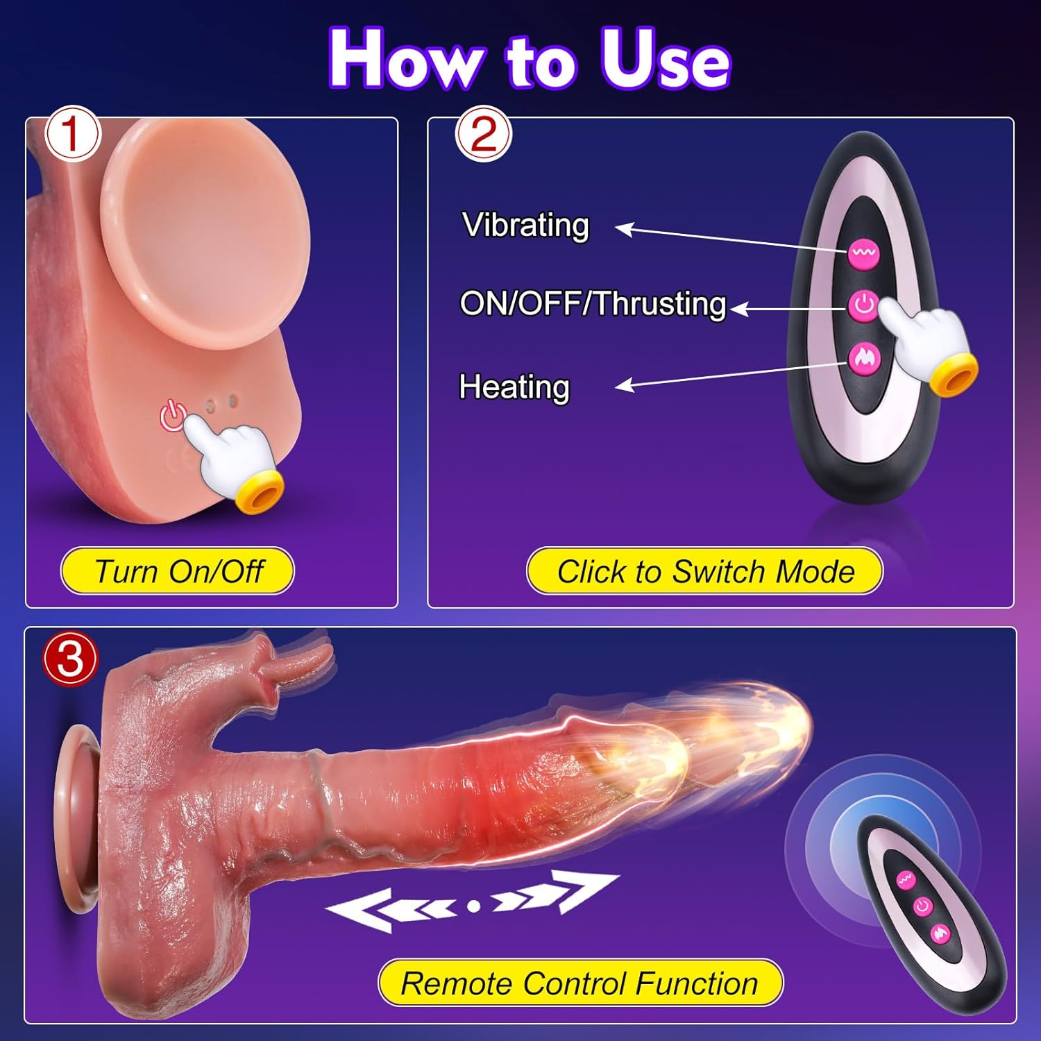 Deluxe 8.6" Thrusting Realistic Dildo Vibrator with Heating & Rabbit Tongue