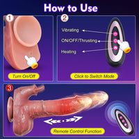 Deluxe 8.6" Thrusting Realistic Dildo Vibrator with Heating & Rabbit Tongue