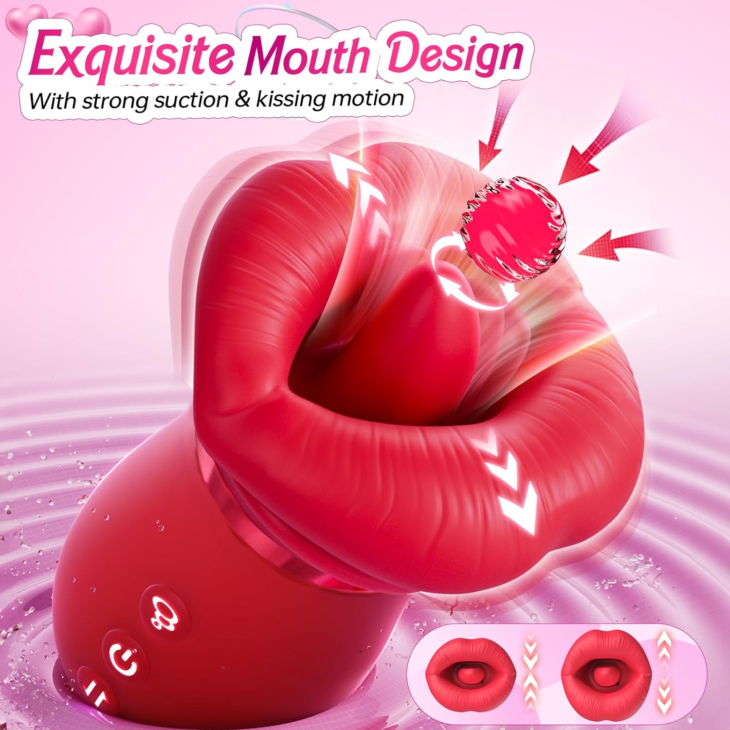 Pleasure Kiss Sensual Arouser 5IN1 Mouth Sucking Vibrator, 10 Tongue Licking, 3 Auto & 1 Manual Sucking #Pussy Eating #Girl on Girl #Face Riding