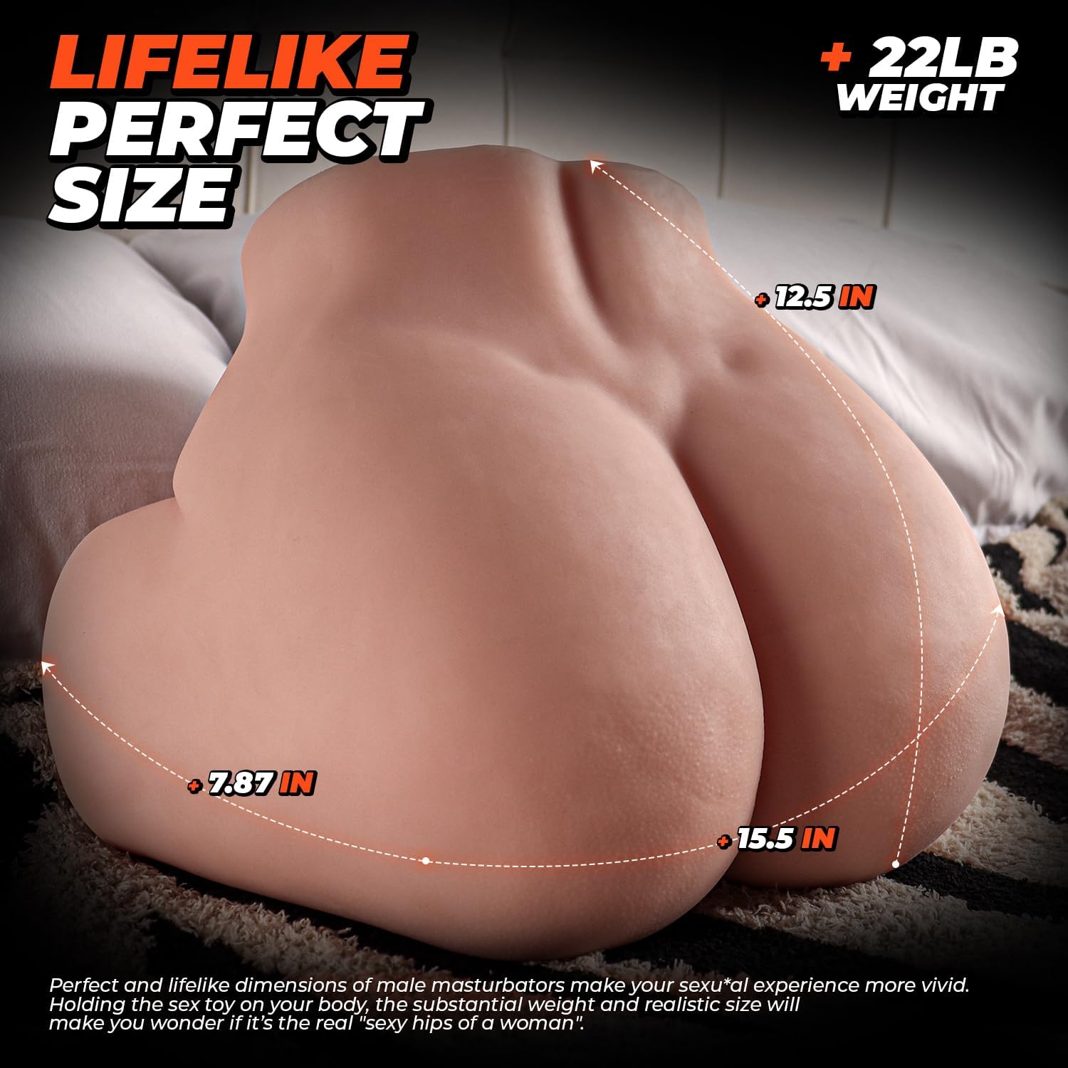 Life-Size Realistic Male Masturbator Butt – 1:1 Size, 22LB Weight, Vagina & Anal Dual Channels