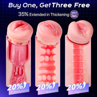 FFM Fantasy Sucking, Vibrating & Edging AI Sync Masturbator with Three Textured Sleeves (Mouth, Vagina, Anal), Rhythmic Light Show