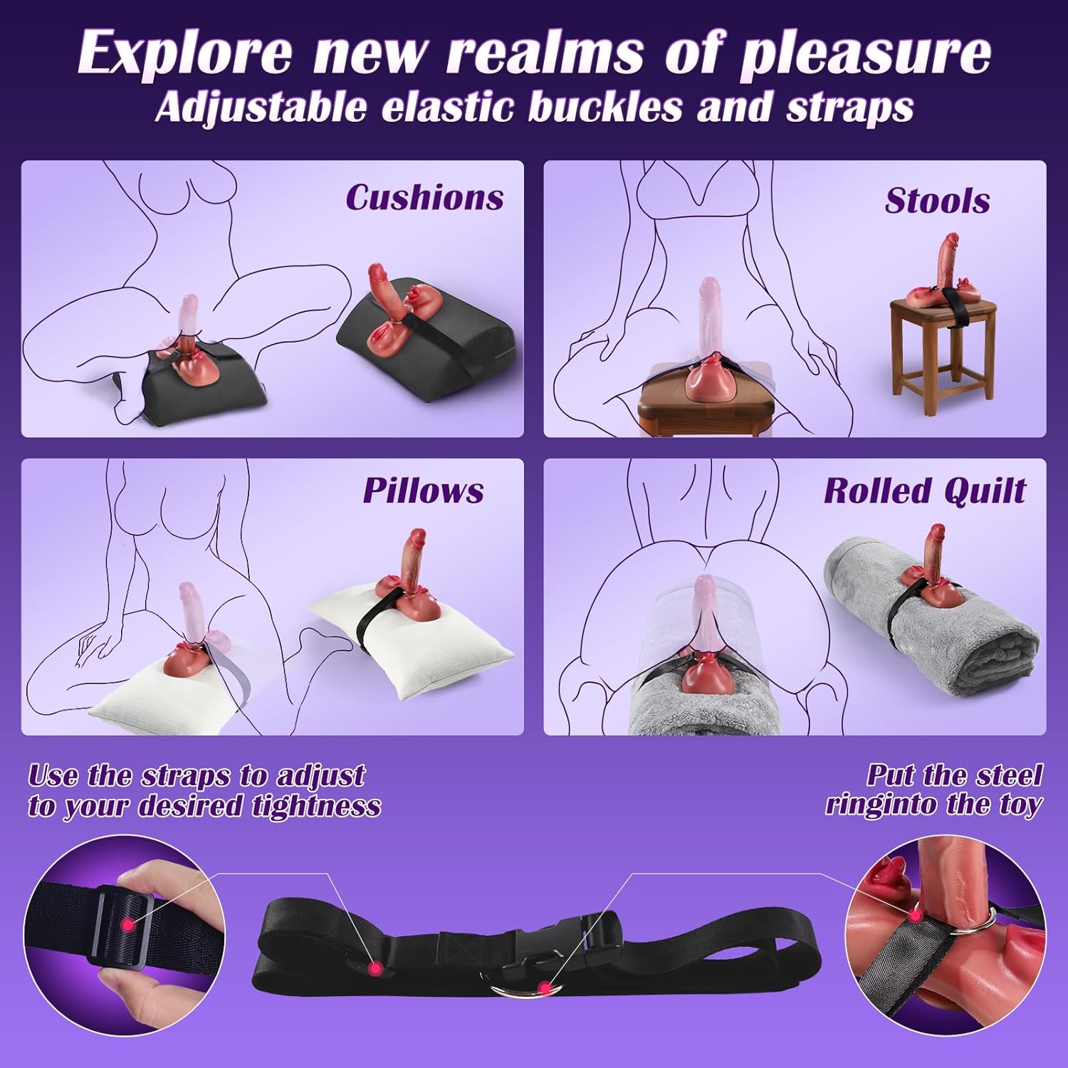 6 in 1 Thrusting & Vibrating & Heating Thick Riding & Sitting Realistic Dildo Strap On