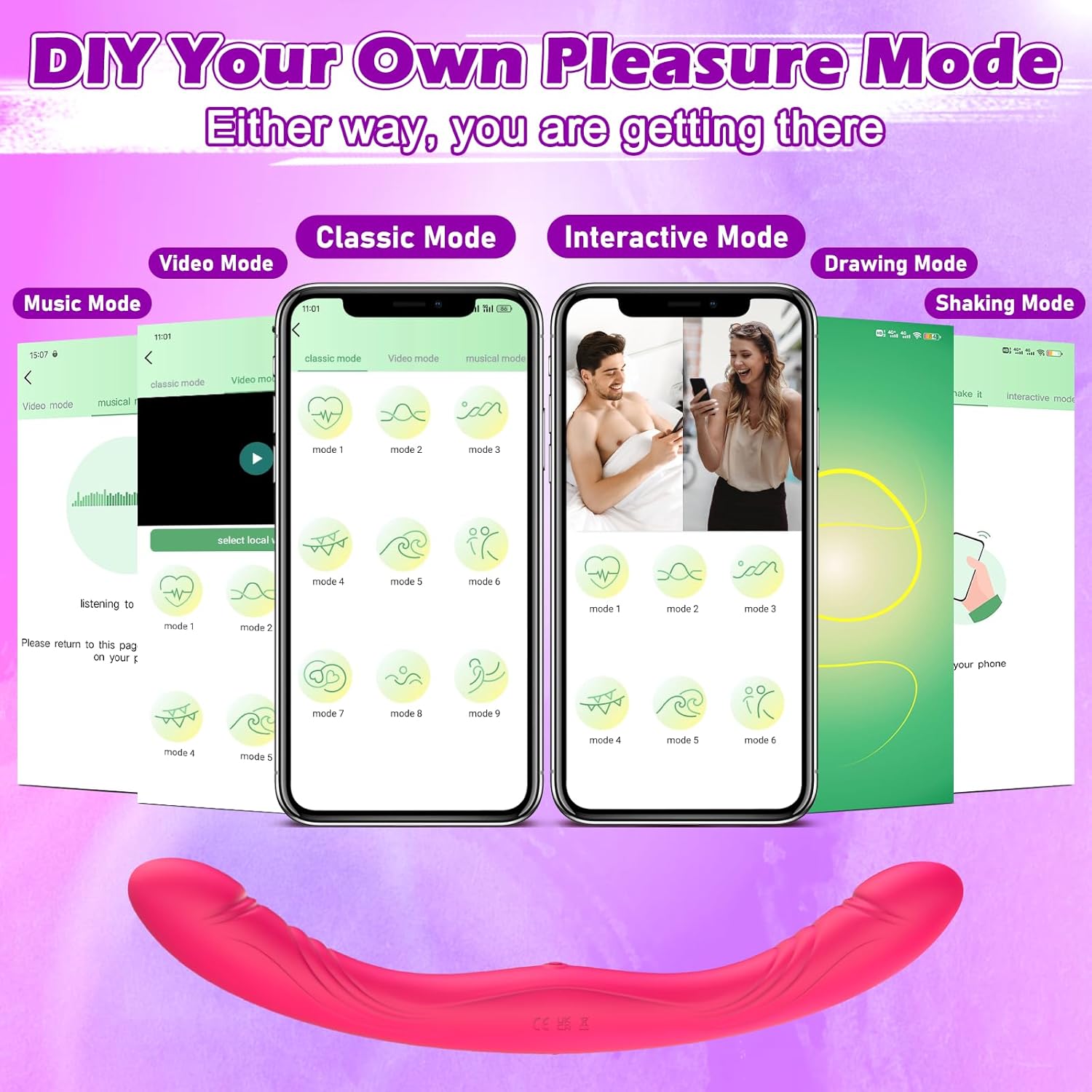 Double O Heaven 10 Function Vibrating Silicone Double Penetration Dildo (13.5in)