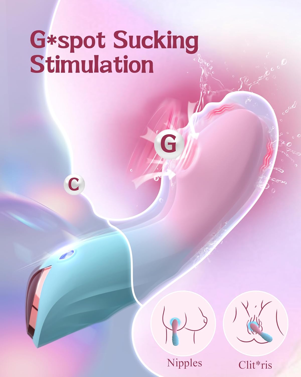 Insertable G-Spot Sucking Vibrator - Adjustable 9 Modes, Compact, Quiet & Luxurious Design