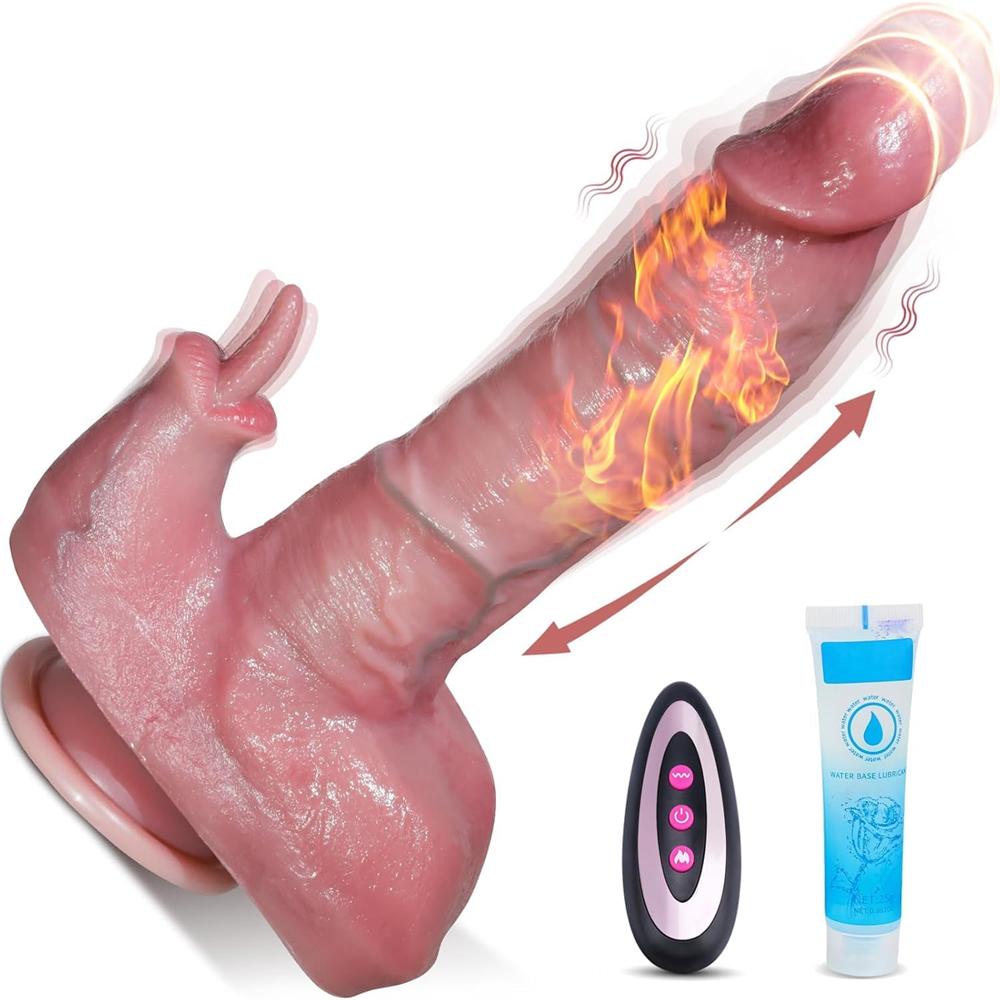 Deluxe 8.6" Thrusting Realistic Dildo Vibrator with Heating & Rabbit Tongue