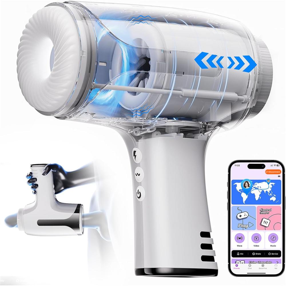 Open-Ended Thrusting Male Masterbator Vibrating Stroker with Smart APP Play