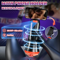 Pocket Pussy Stroker with App Sync, Suction & Vibration, and Phone Holder