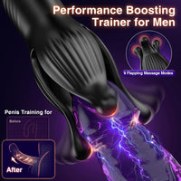 Anal Trainer, Prostate & Cock Ring with 9 Tension Shock Flapping Thrusting Vibrating