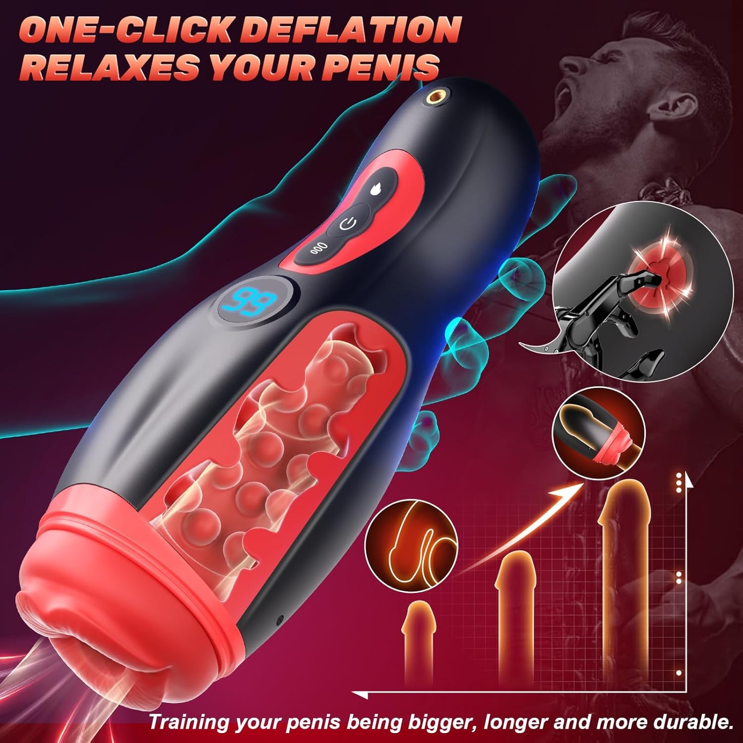 Heating Blowjob Machine with 9 Sucking & 9 Vibrating with Phone Holder APP Control