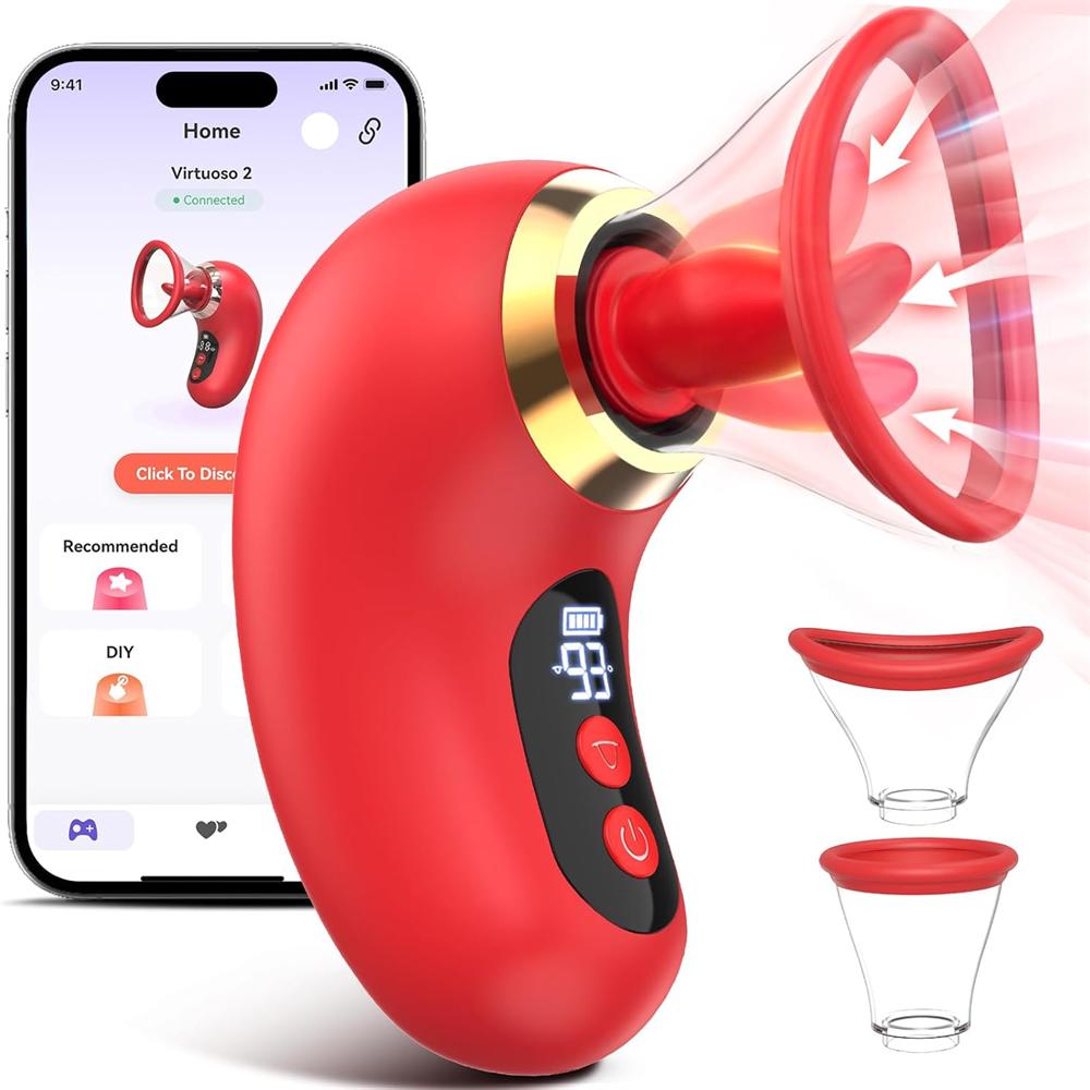 5-in-1 Sucking, Vibrating, and Licking Vibrator with APP Control and LCD Display