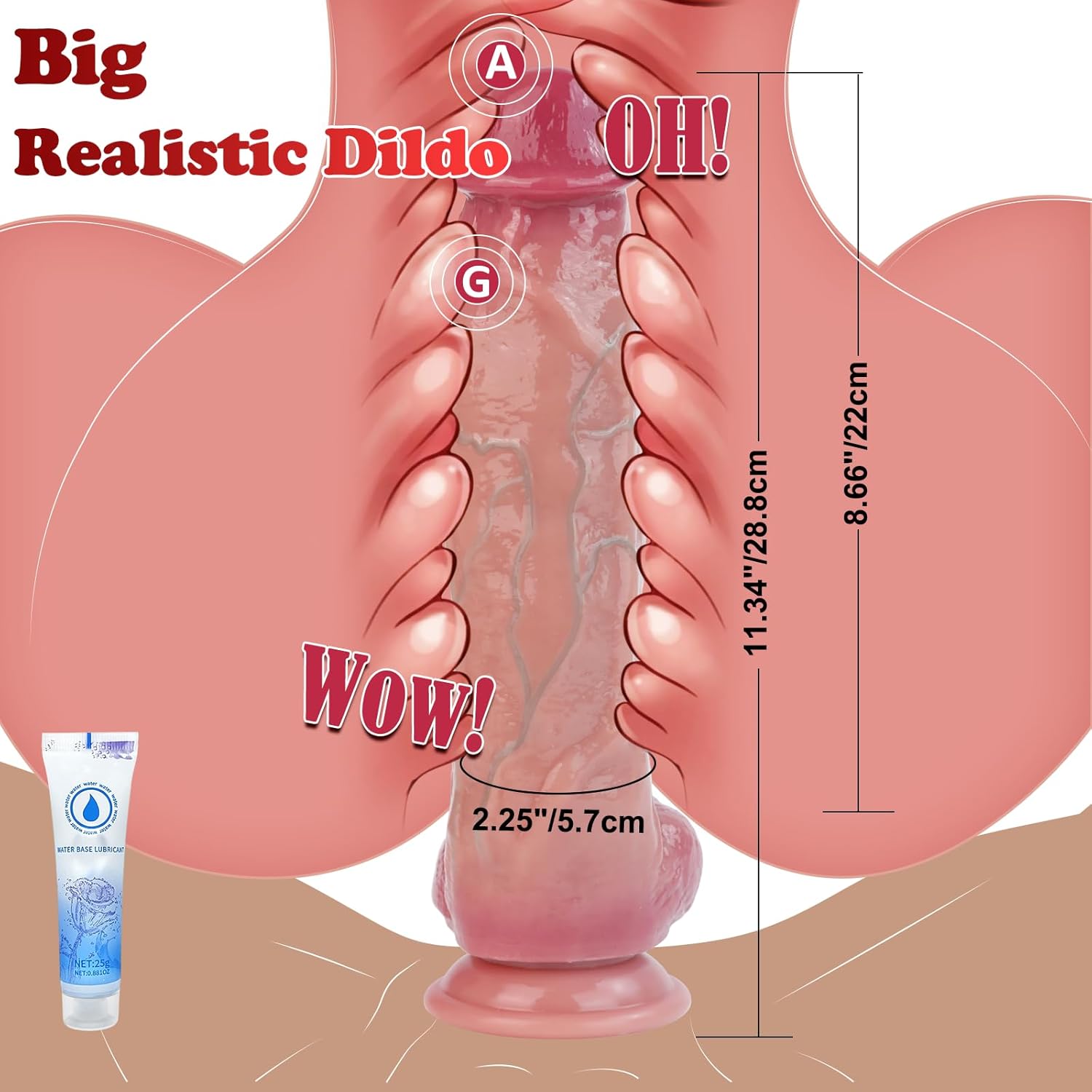 11.3’’ Huge Thick Dildo Silicone Realistic Big Giant with Strong Suction Cup