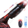 9.5” Black and Red Striped Thick Realistic Vibrating Thrusting Dildo