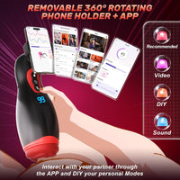 Heating Blowjob Machine with 9 Sucking & 9 Vibrating with Phone Holder APP Control
