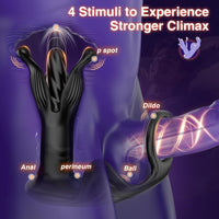 Anal Trainer, Prostate & Cock Ring with 9 Tension Shock Flapping Thrusting Vibrating
