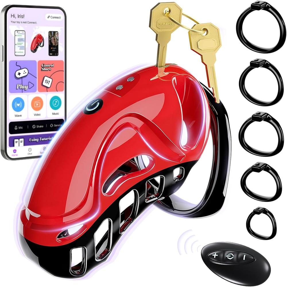 Vibrating Chastity Cage - Male Chastity Devices Cock Cage with 10 Vibrations, App & Remote Control