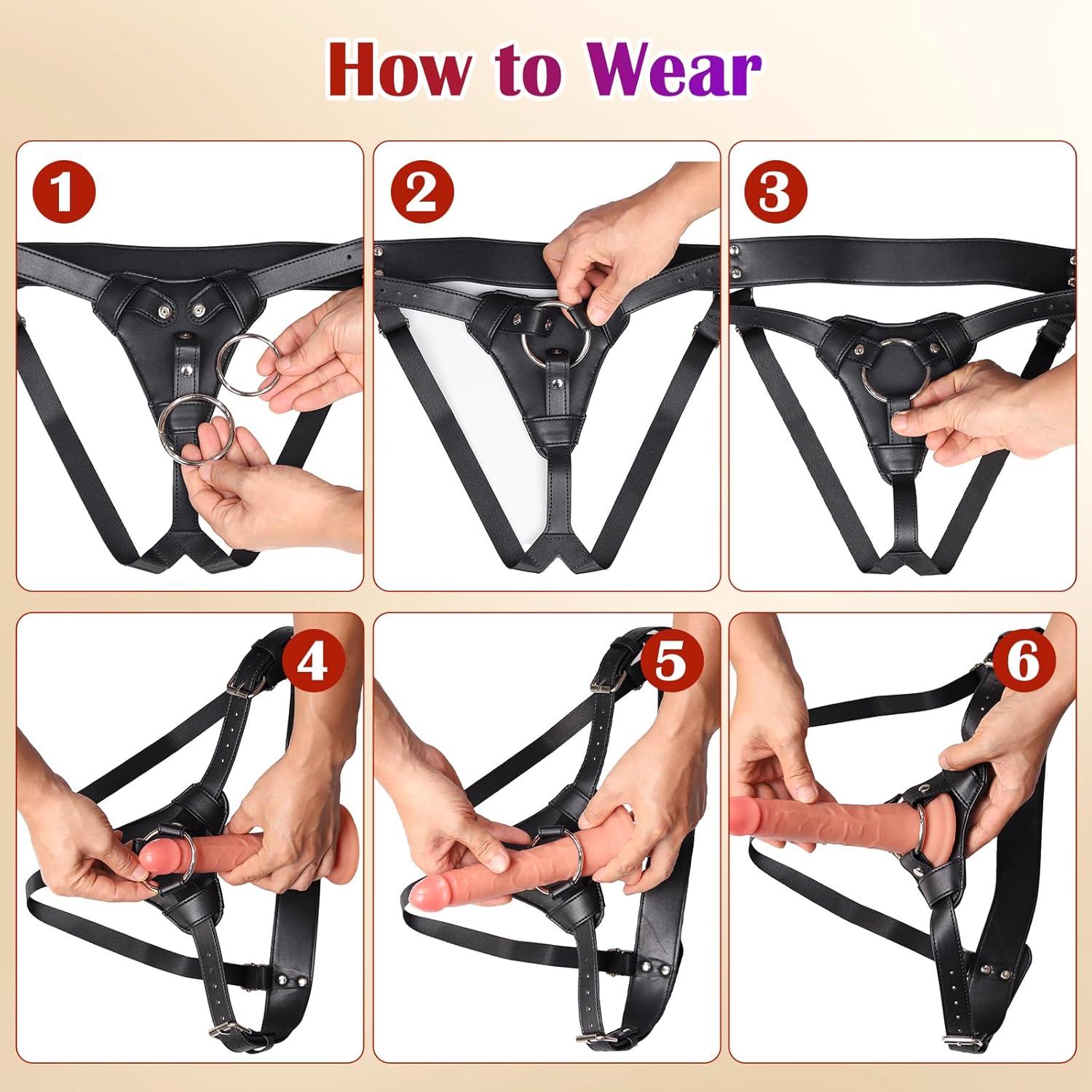 Adjustable Leather Strap On Harness for Couples