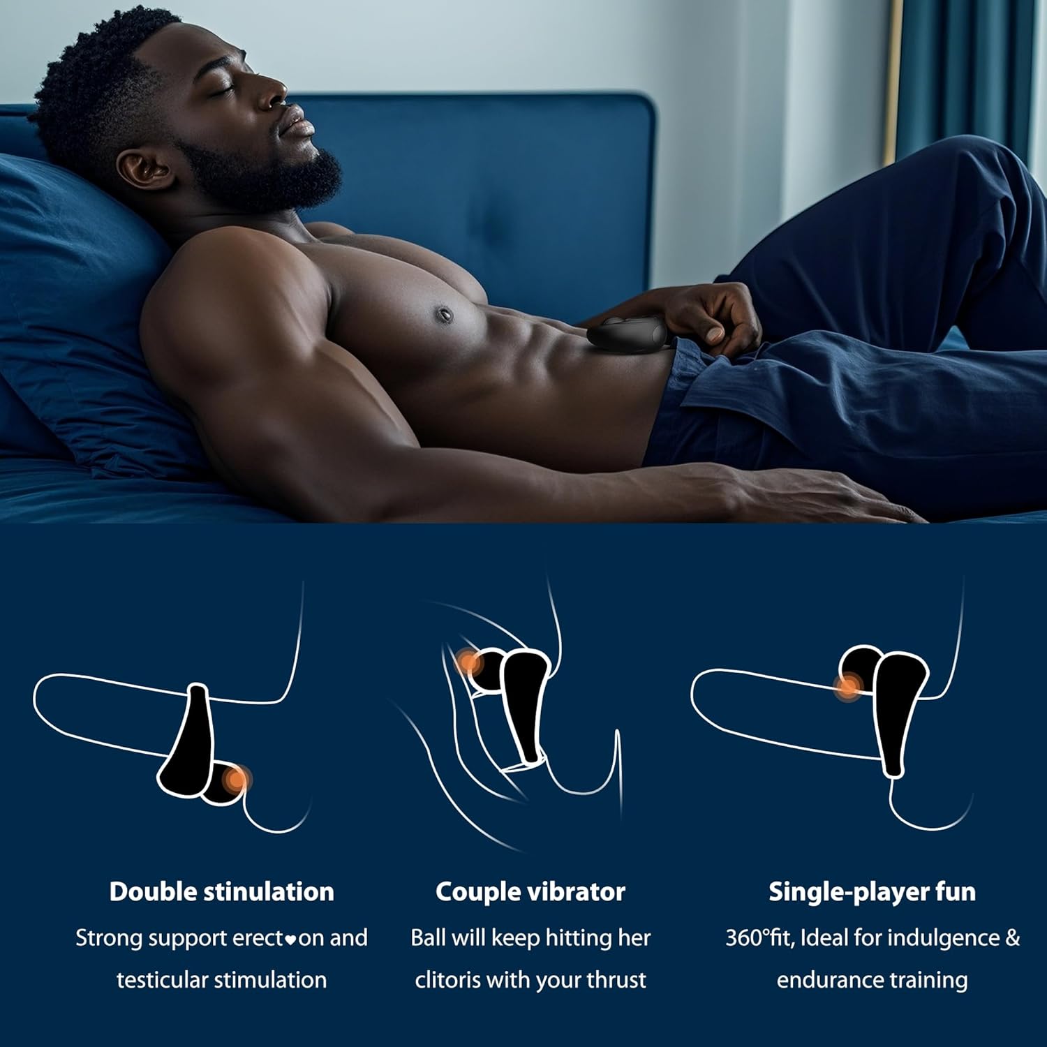 Vibrating Cock Ring Central Ball Design for Enhanced Erection & Clitoral Stimulation