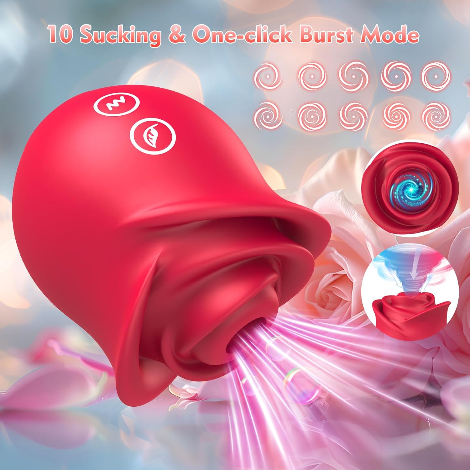 Venus Glow Rose Clitoral Suction Stimulator with App Remote Control