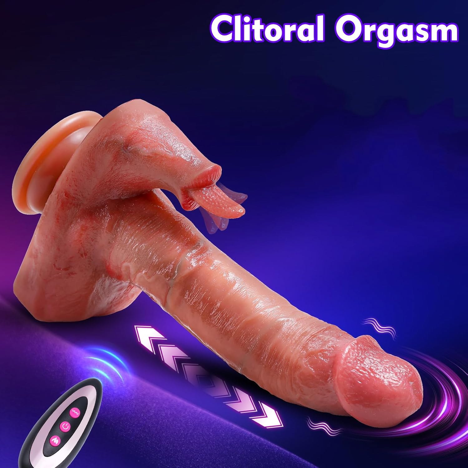 Deluxe 8.6" Thrusting Realistic Dildo Vibrator with Heating & Rabbit Tongue