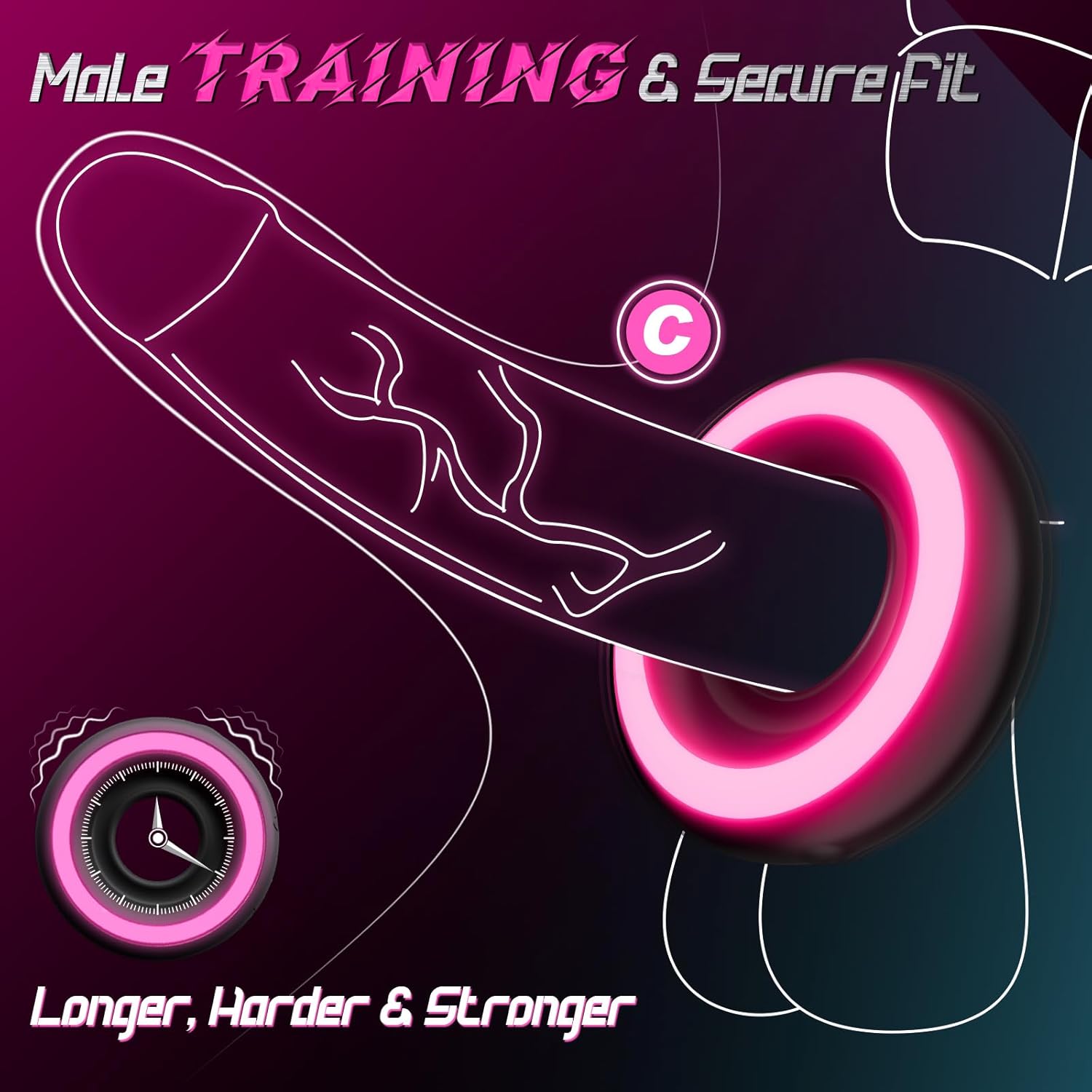 Unique Adaptive Inner Ring with Sexy Light Vibrating Cock Ring