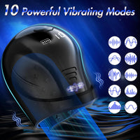 360° Wrapping Glans Helmet-Shaped Stimulator Pulsing Male Masturbator with LCD Display