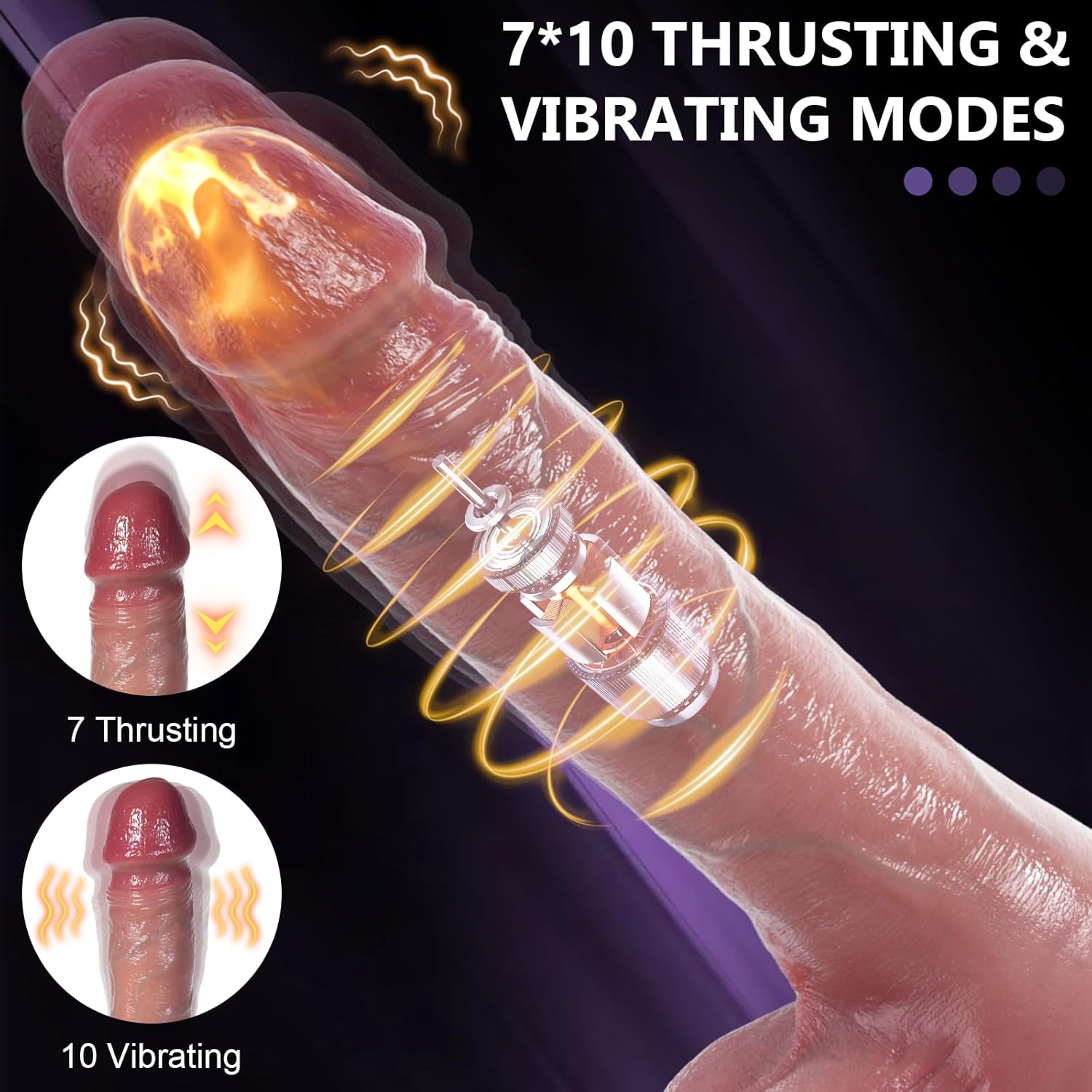8.5 Inch Realistic Dildos with 7 Thrusting & 10 Vibrating & Heating Modes