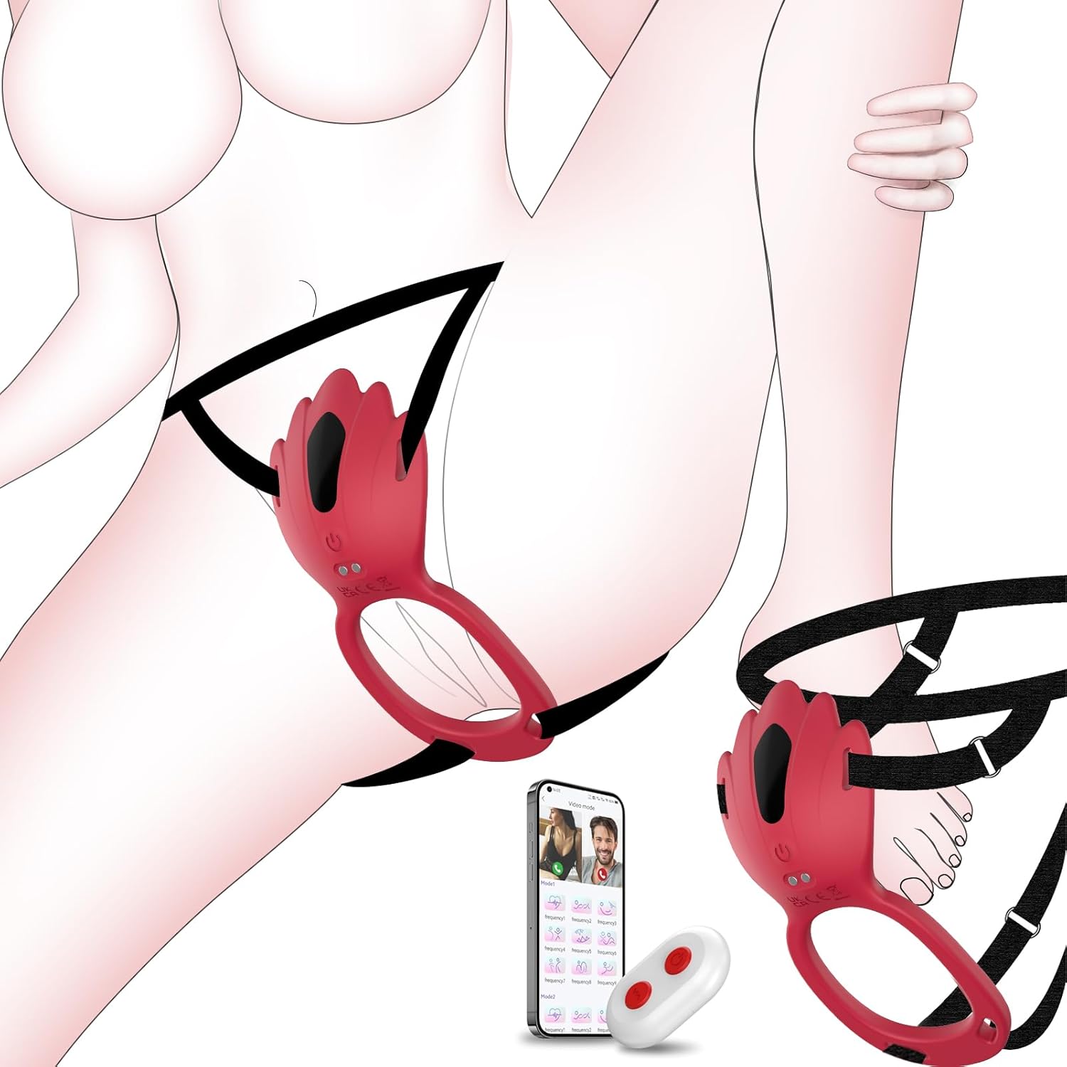 Rechargeable Remote-Control Pleasure Panty Vibrator with Harness