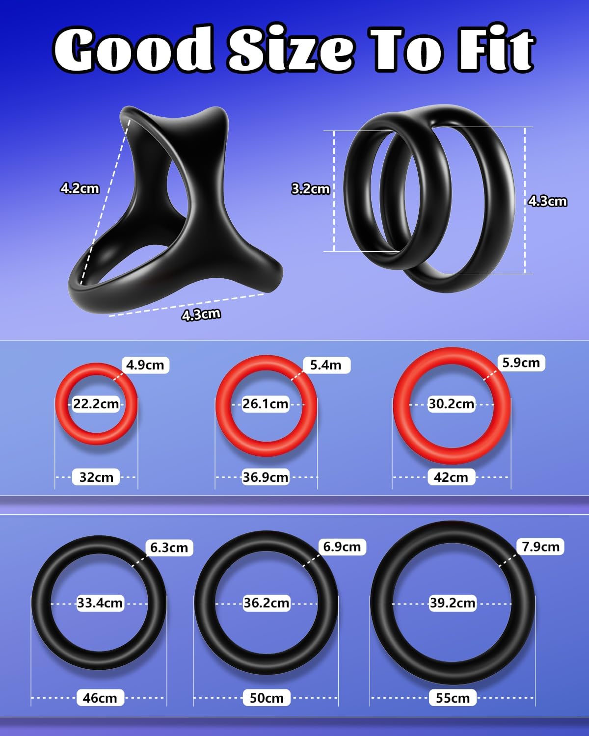 Get Hard Extra Thick Silicone Cock Ring Set (8 Count)