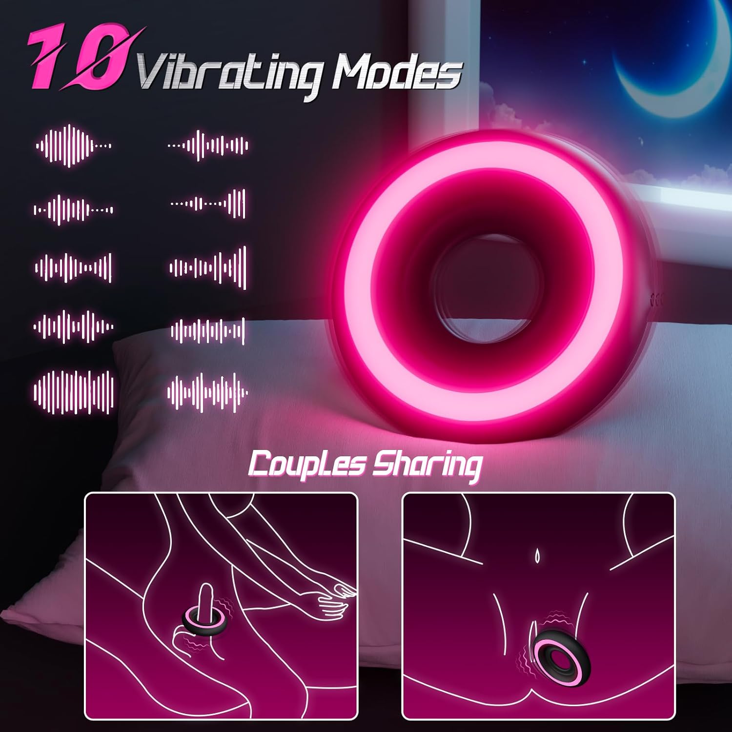 Unique Adaptive Inner Ring with Sexy Light Vibrating Cock Ring