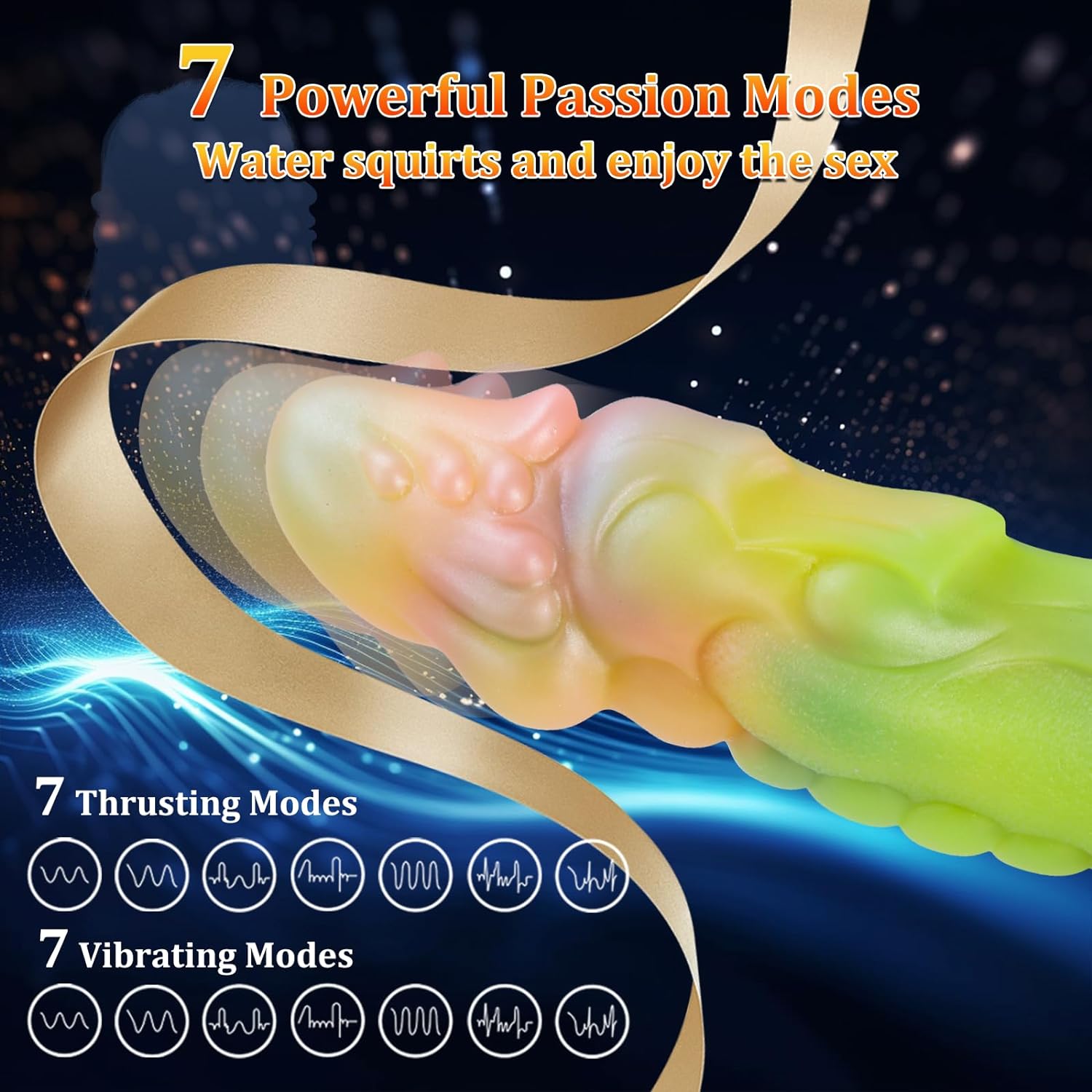 Evolved Colorful Thick Silicone Thrusting Vibrating Heating Dildo Vibrator 8.9''